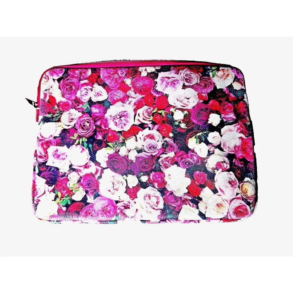 Kate Spade Laptop Sleeve Case Designer Floral Rose Pink Red Zip Padded